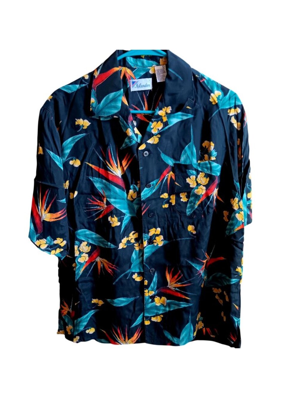 True Vintage Islander Hawaiian Shirt Large Tropical Floral Print Rayon 1990's